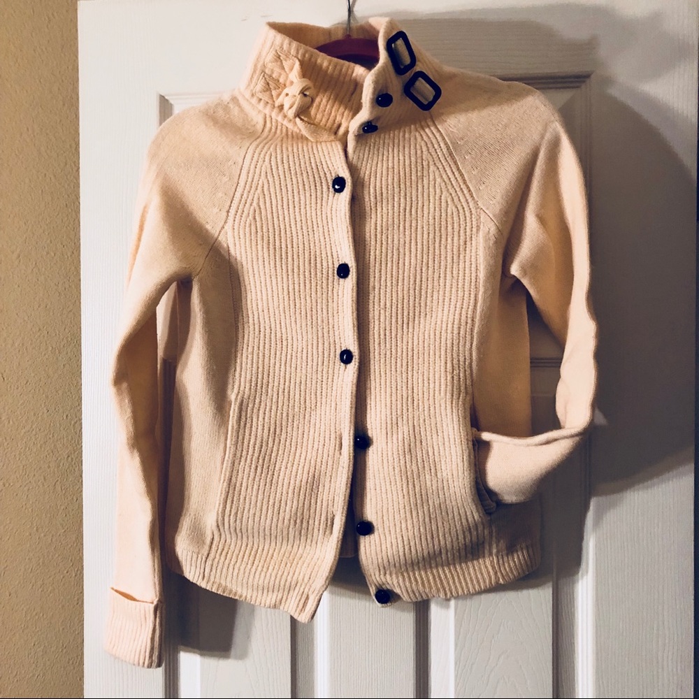Jcrew beige sweater jacket 100% merino wool